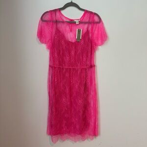 J. Crew Vibrant Pink Lace Mini Dress